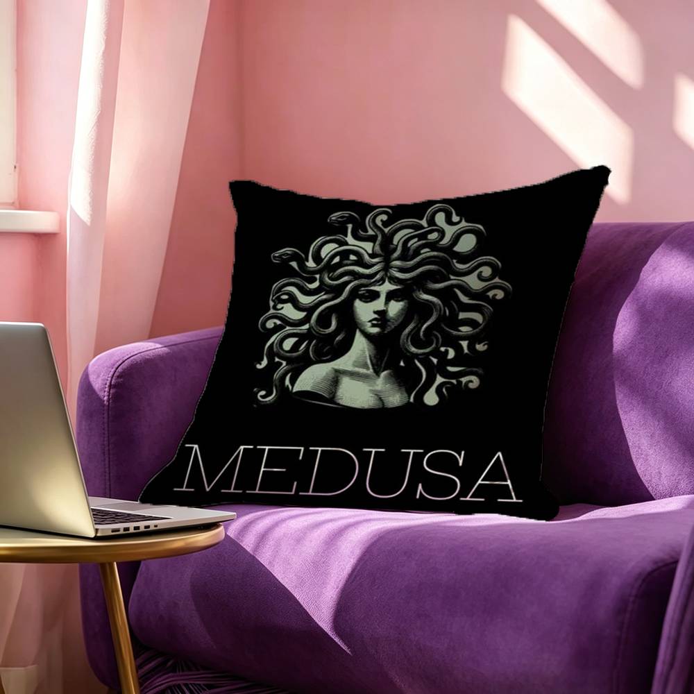 Greek Mythology Art Medusa Phone Square DoubleSided Printed Pillow Case Bedroom Bedside Pillow Sofa Cushion Cover