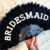 Feathered Folding Fan Feathered Hand Fan Dance Fan Bridesmaid Fan Foldable Hand Fan for Women Wedding Party Photography