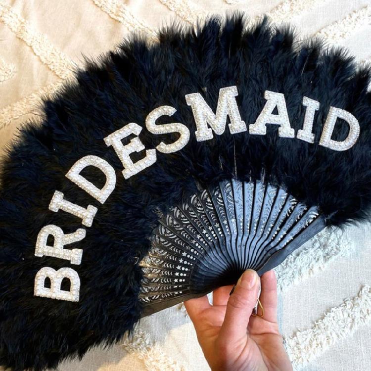 Feathered Folding Fan Feathered Hand Fan Dance Fan Bridesmaid Fan Foldable Hand Fan for Women Wedding Party Photography