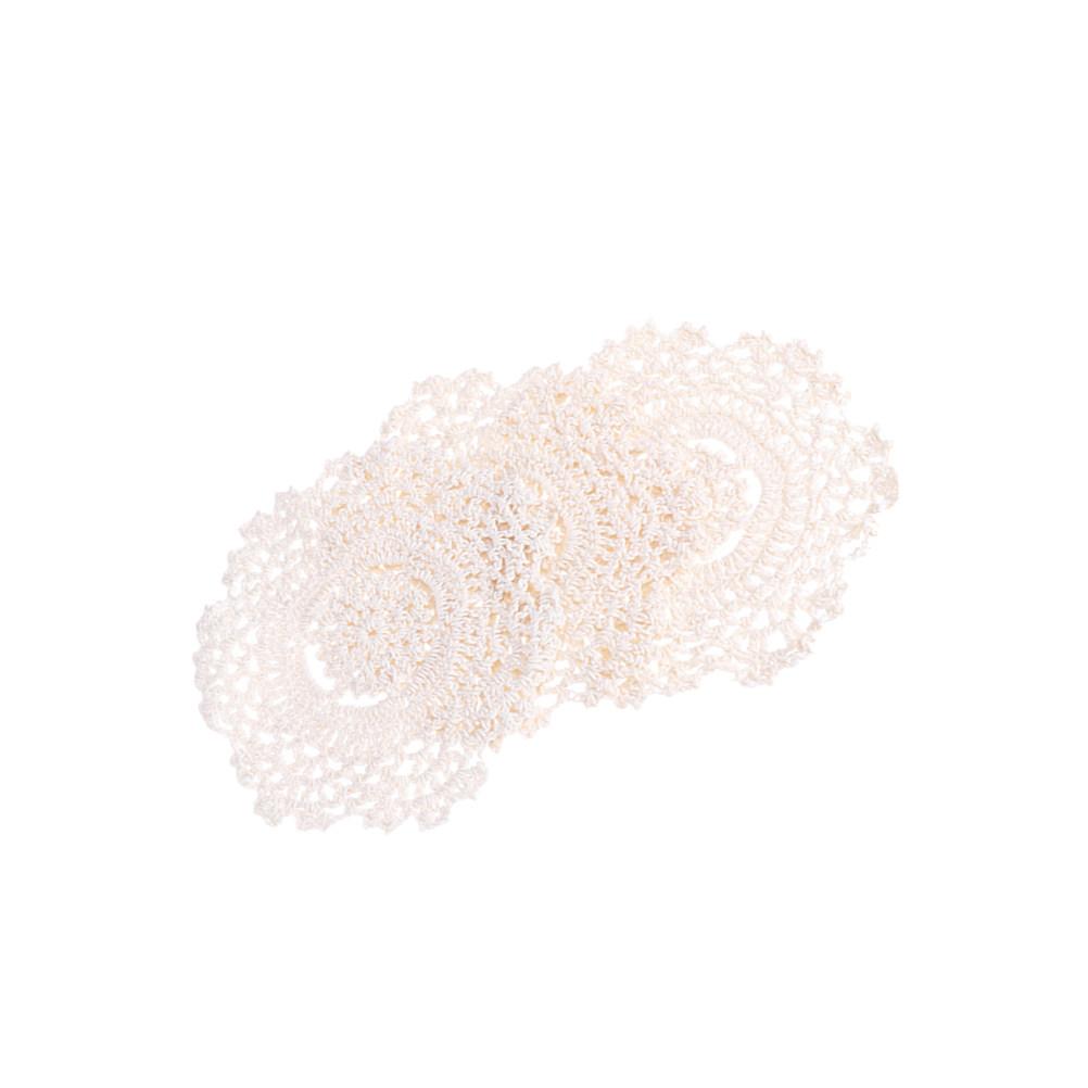 6Pcs 14Cm Round Lace Crochet Coasters Handmade Elegant Hollow Drink Pads Fashion Tabletop Decor for Brunch Dinner Gifts