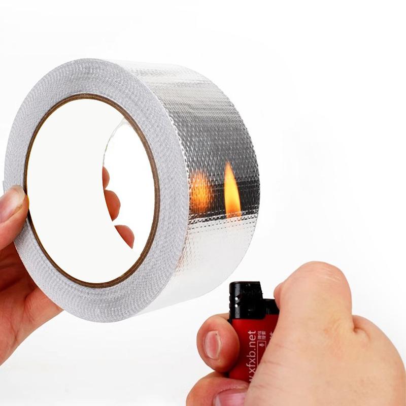 10M*3Cm Aluminum Foil Tape High Temperature Resistant Insulation Tape Manifold Downpipe Wrapping Tape Silver Tape