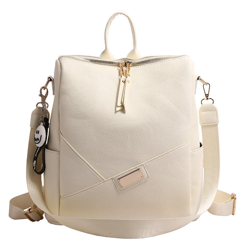 Schoolbag new backpack women's large-capacity Korean version of the trend pu soft leather multi-purpose satchel simple leisure travel backpack