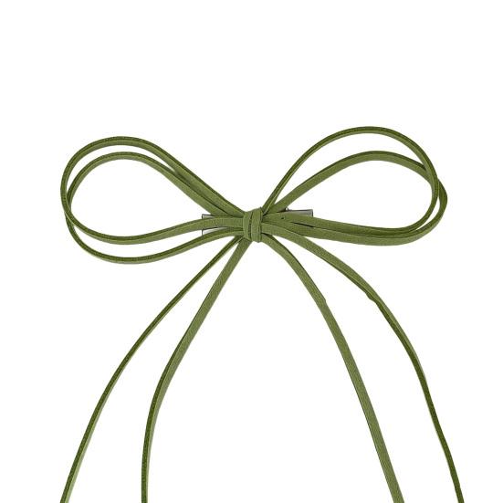 Hairpin Suede Texture Long Ribbon Double Bow Hair Clip Half-Tied Hair Ponytails Autumn зелёный