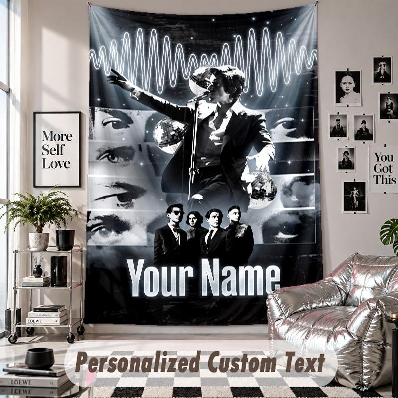 Wall Hanging Tapestry With Custom Name & Text, Arctic Monkeys Decorative Tapestry For Bedroom