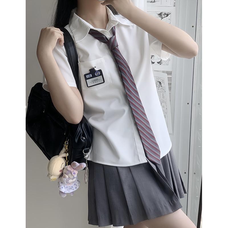 Japanese JK White Shirt - TR Fabric, Solid Color, Loose Fit, Long & Short Sleeve, Academy Style, Women’s Summer Feel