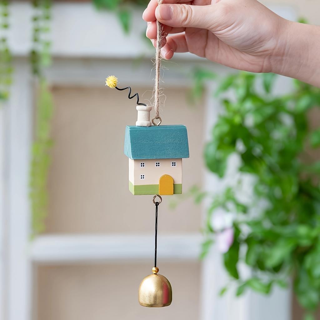 2pcs Cute Little House Wind Chimes, Creative Hanging Decorations, Door Handle Bells, Suitable for Home, Balcony, Bedroom Windows, Outdoor Garden