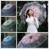 Fashionable Sakura Fresh Transparent Petal Umbrella with 8 Bones Fully Automatic 3-Fold Girls' Travel Umbrella Durable Sturdy