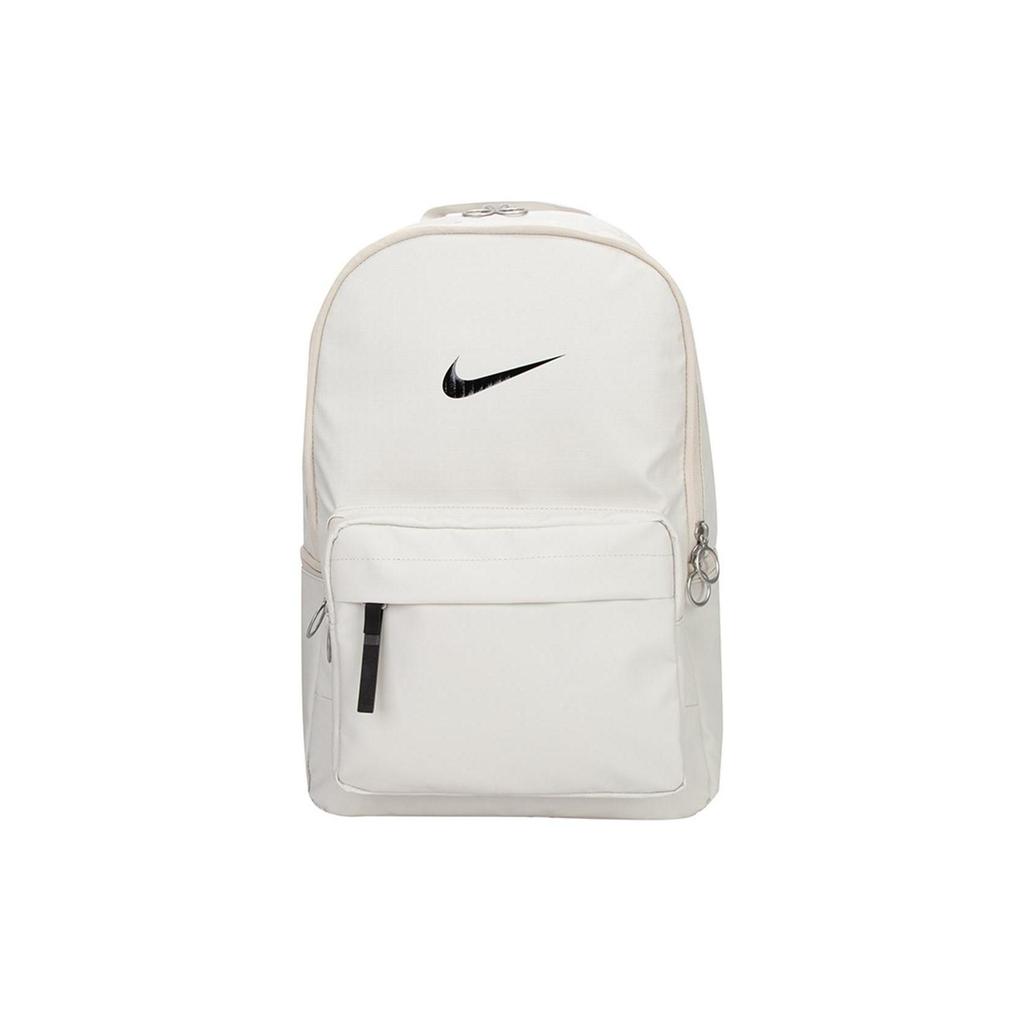 Nike Logo Casual Solid Color Zipper Fabric Backpack Medium Unisex Backpacks Light-Bone Black DN3592072