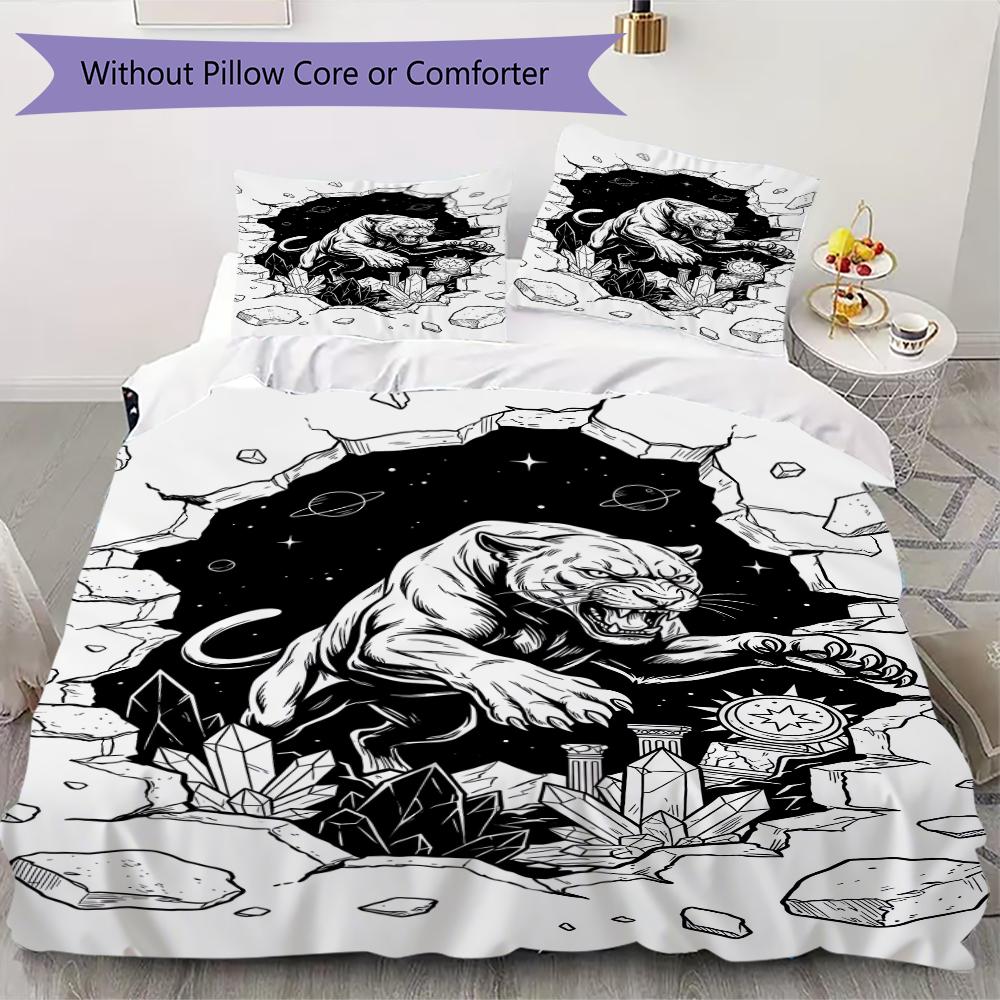 

Black and white broken Pattern Bedding uilt Set uilt Cover Pillowcase Home Decoration Birthday Gift (1 * duvet cover + 5 * pillowcase without core) 135x200cm