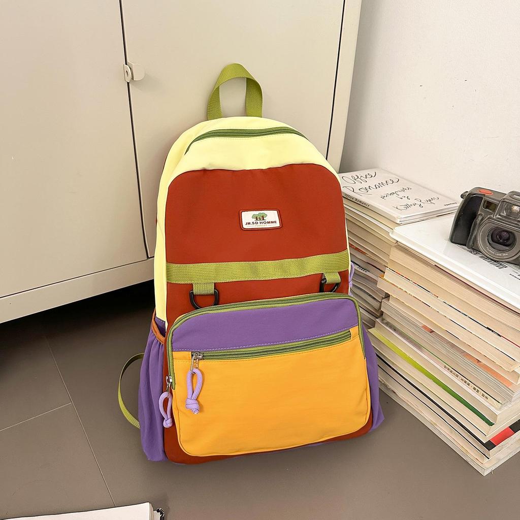 Modny plecak dziecięcy w bloki kolorystyczne - Uroczy i wytrzymały dla chłopców i dziewcząt ze szkoły podstawowej