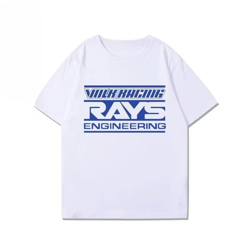 Tričko s potiskem kola RAYS Jdm Náboj Upravené auto Tričko s krátkým rukávem Pánské Dámské Čistá bavlna Poloviční rukáv Ležérní nošení Top