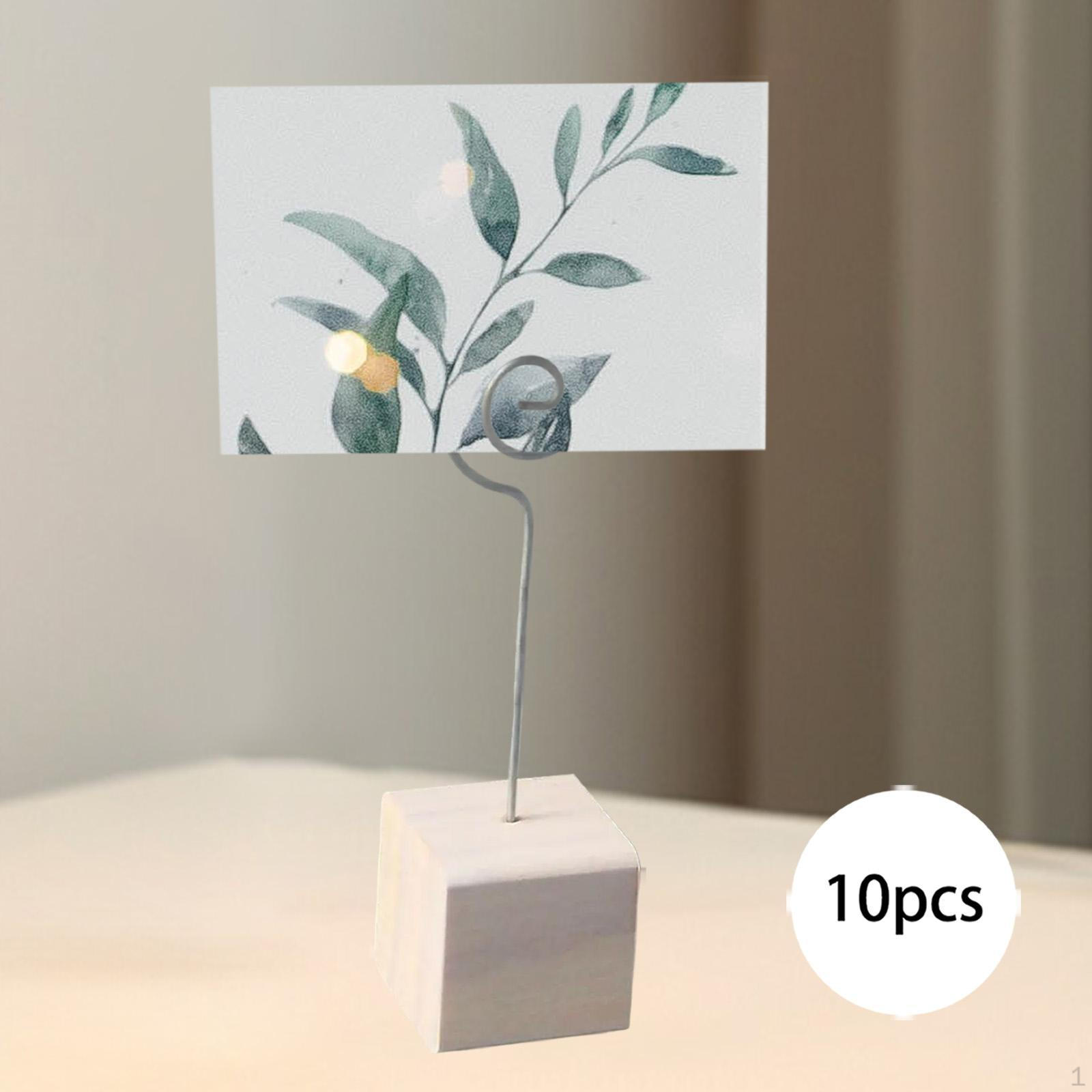 

10 зажимов для фотографий на столе с деревянной основой для выпускного и обеда White