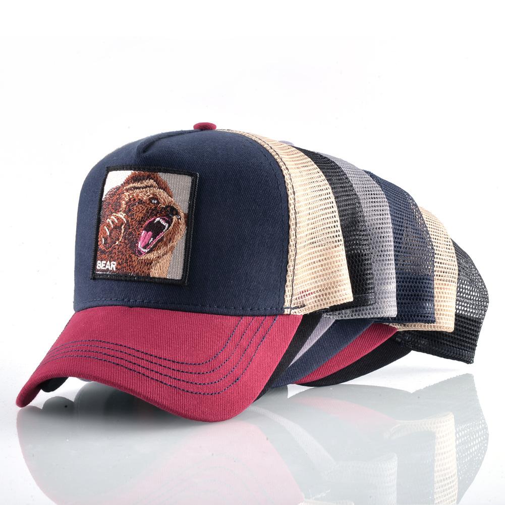 Trucker Fashionable Trendy Caps With Embroidery Animals Patch Four Seasons Adjustable Snapback Baseball Cap For Men Women Adjustable Visor Hat