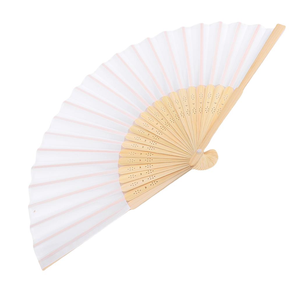 Folding Hand Fan 21cm Blank Silk Fabric Bamboo Folded Hand Fan for Wedding Daily Use