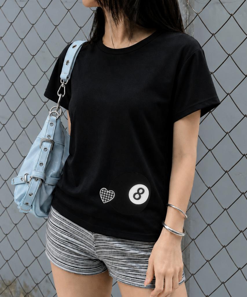 Loginaenloji 8-Ball Check Heart Point T-Shirt Black