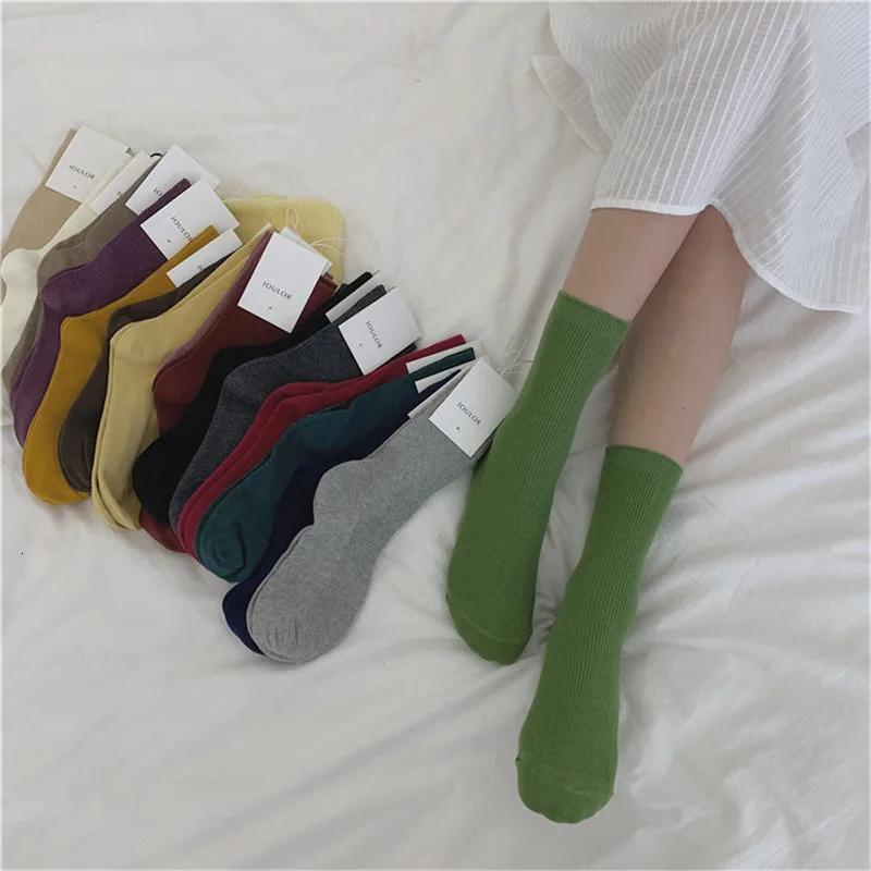 SP&CITY Harajuku Simple Solid Women's Warm Socks Women Winter Thick Soft Cotton Socks Keep Warm Striped Short Socks Ladies Sox