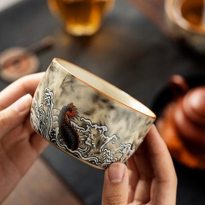 150ML Ru Kiln Dragon Master Cup Household Tea Cup Handmade Tea Bowl Smelling Cup Teaset Supplies Ornaments