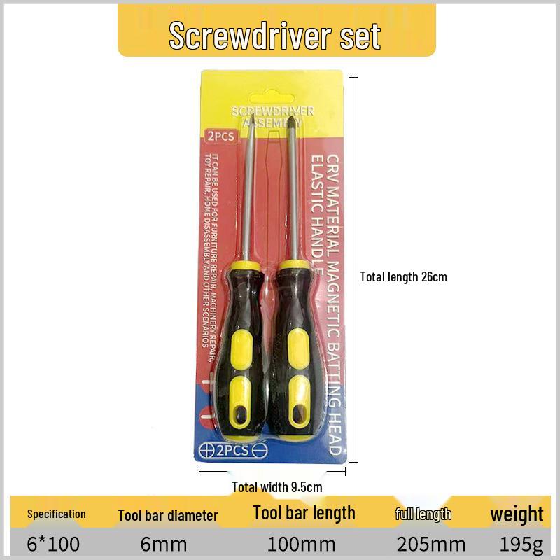 "Rubber-Coated Magnetic Screwdrivers: Manual Cross, Flat-Head, and Plum Head for Household Use"