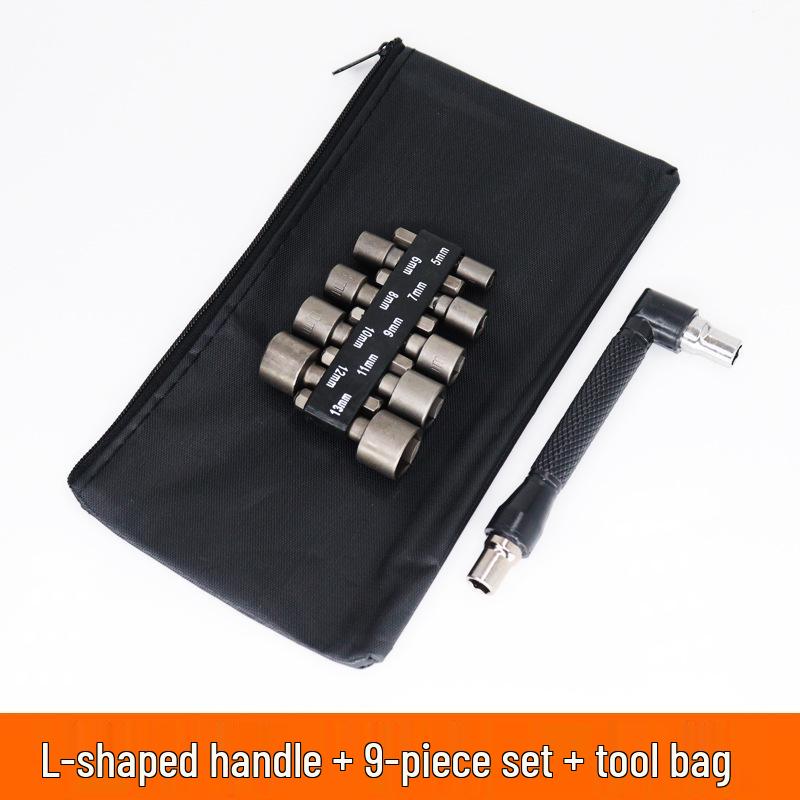 6.35mm Hexagonal Handle Air Screwdriver Set - 9/14 Piece Metric & Imperial Socket Head Accessories for Electric Hand Drill