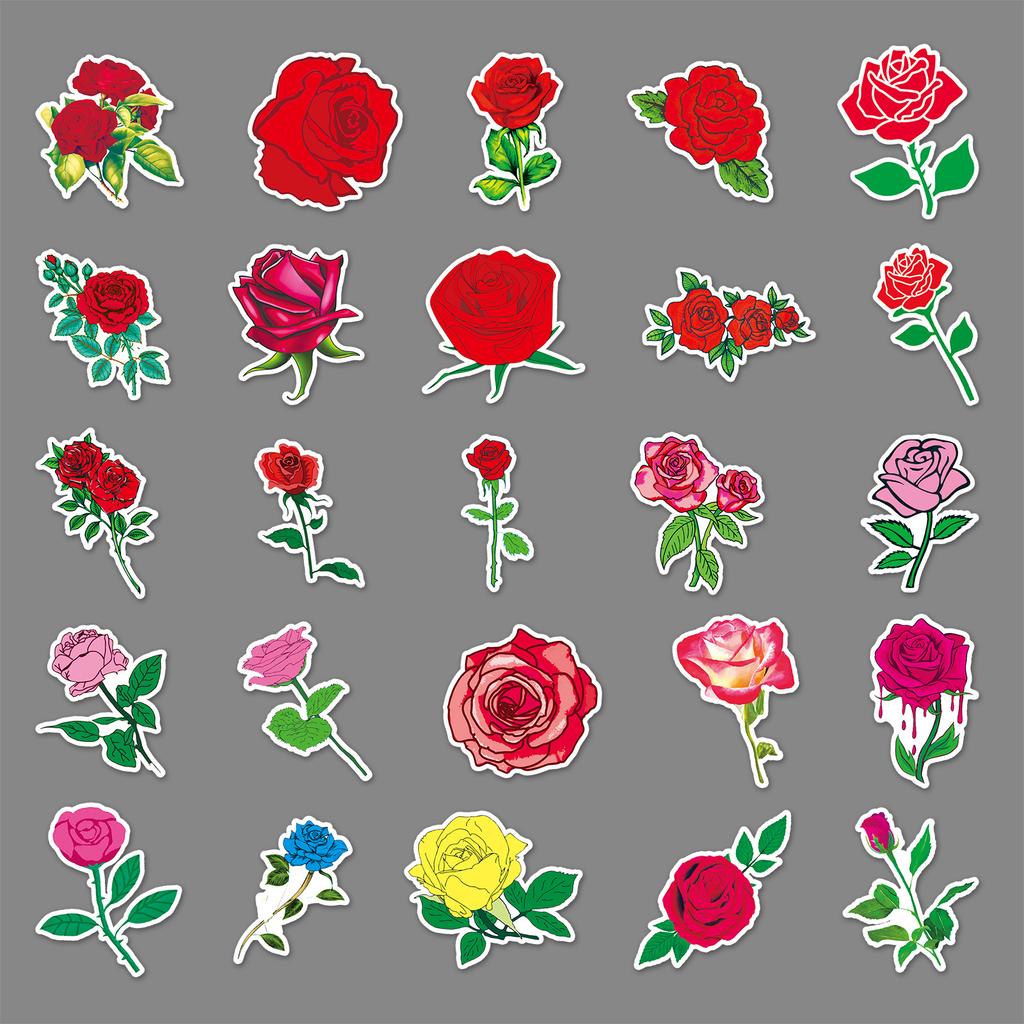 50 Rosen Doodle Persönlichkeit Kleine Frische Pflanze Blumen DIY Skateboard Koffer Aufkleber Wasserdicht