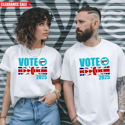 T-shirt Stampata Reform UK Vota Facciamo la Gran Bretagna di Nuovo Top Regalo Abbinato Farage