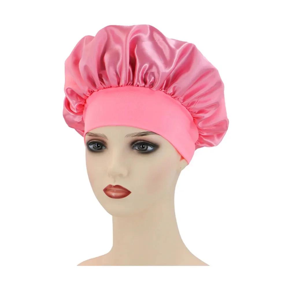 

Newly Satin Night Hair Cap Women s Solid Sleeping Hat Sleep Care Bonnet Nightcap For Women Unisex Cap