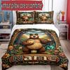 3pcs Duvet Cover Set (1*Duvet Cover + 2*Pillowcase, Without Core), Custom Name Masha and the Bear Pattern Bedding Set, Home Bedroom Decor Gift