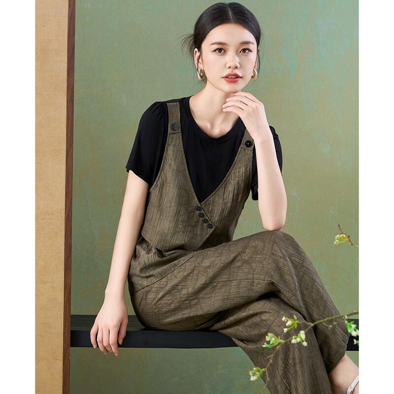 Meilannie Faux Two-Piece Tencel Pleated Pants Set M
