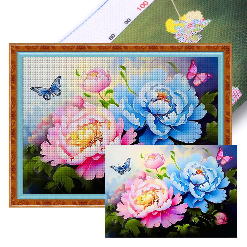 Full Embroidery Eco-cotton Thread 9CT Printed Flower Cross Stitch Kit Art