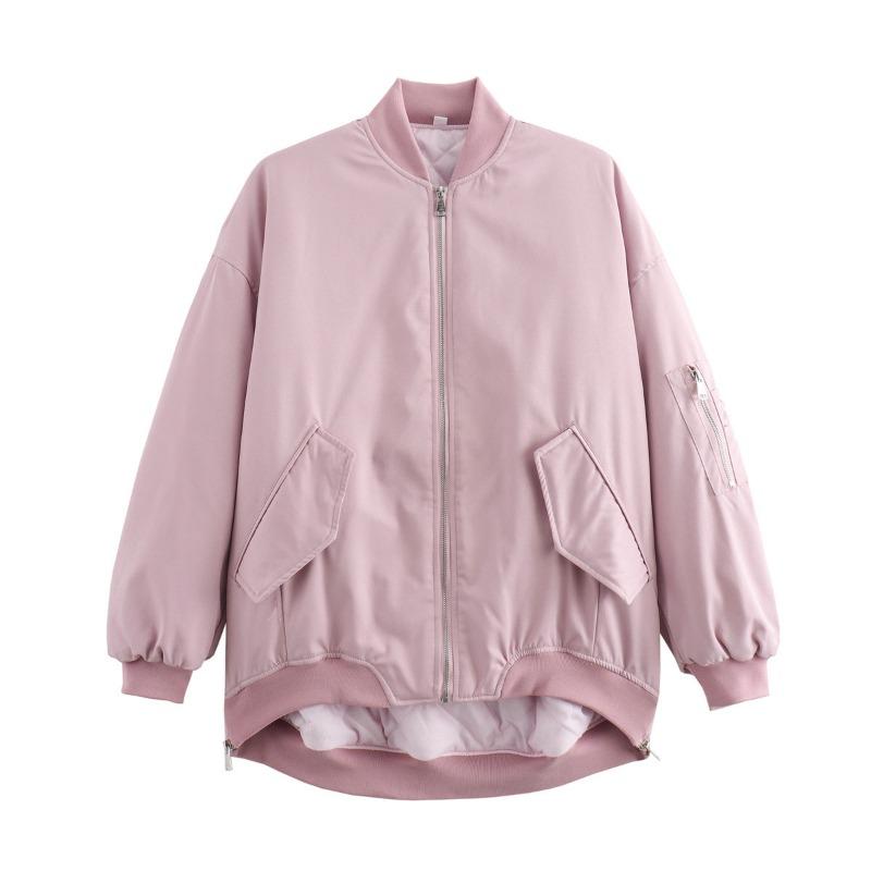 Giacca di Cotone Autunnale e Invernale Ampia con Cerniera Volante Tinta Unita Maniche Lunghe Cappotto da Donna Ispessito Caldo Cotone Capispalla