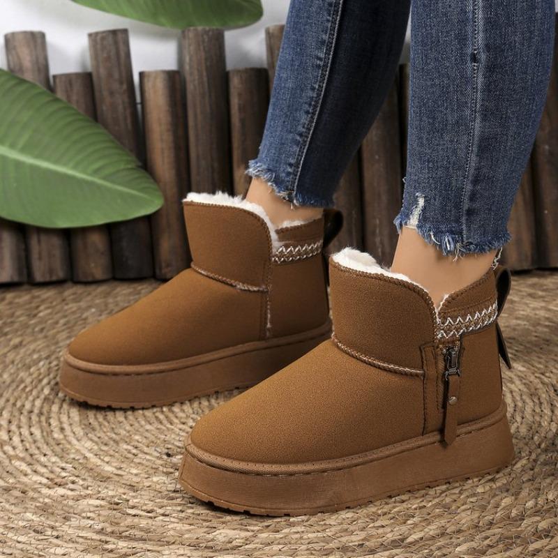 Women's Fur One-piece Non-slip Winter Booties Versatile Velvet Thickened Warm Cotton Shoes Snow Boots