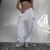 Damen High Waist Weite Beine Jogginghose Gerade Beine Hose Gestreifte Seite Zweiwege-Tragbar Kordelzug Jogginghosen Amerikanische Lässige Sporthosen