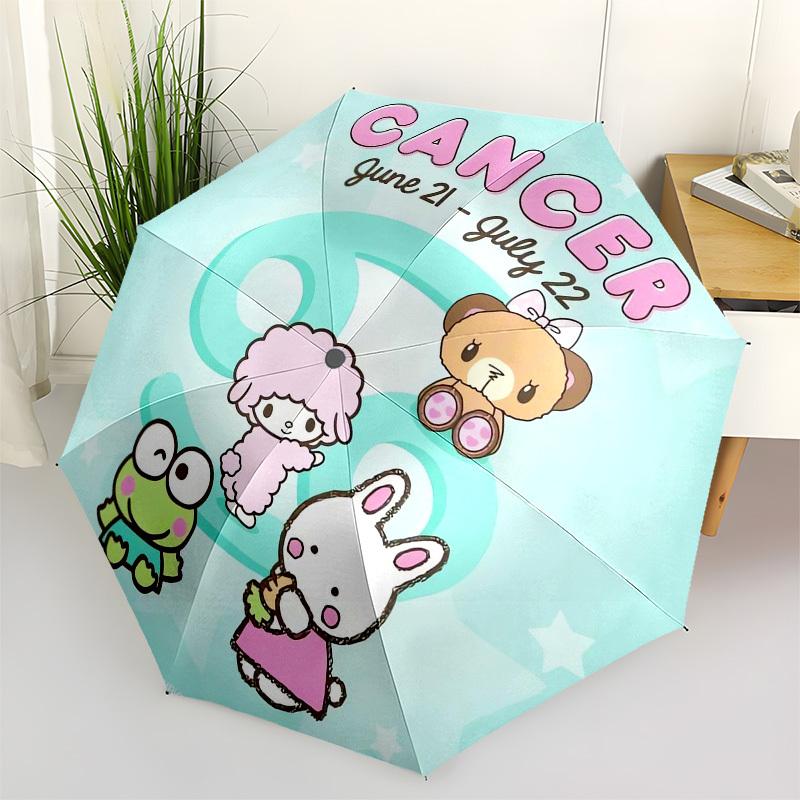 1pc Cancer Zodiac Cute Characters June-July Umbrella with Plastic Handle, Suitable for All Seasons Outdoor YUSAN339