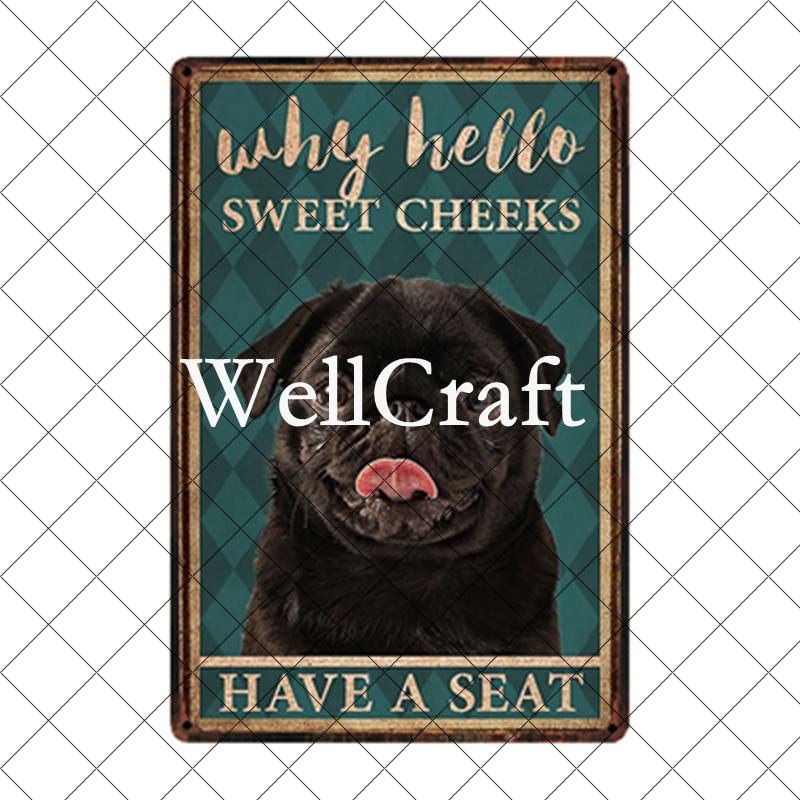 [ WellCraft ] Pet Friend Pug Boxer Dog Life Rules Tin Bath Soap  Metal Signs Posters Vintage Wall Plaque Custom Pub Decor WX-29