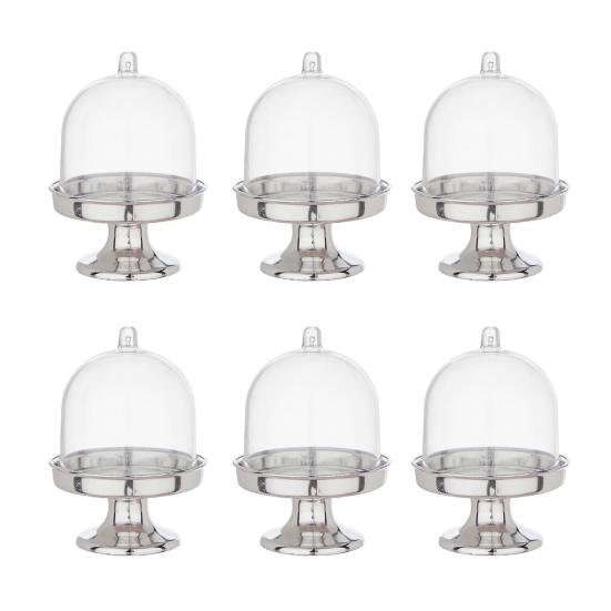 Mini-Kuchenständer aus Kunststoff mit Kuppelhaube Klar Dessert Cupcake Ausstellungsständer Schokoladen-Süßigkeiten-Platte für Geburtstag Feiertag Babyparty Teeparty Zubehör