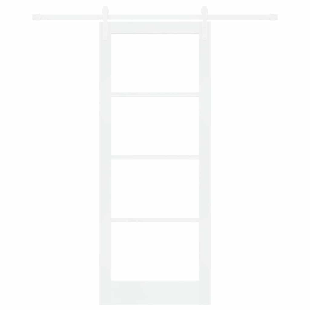 ORKDAL Sliding Door White 83 X 211 Cm Solid Pine Wood and Glass