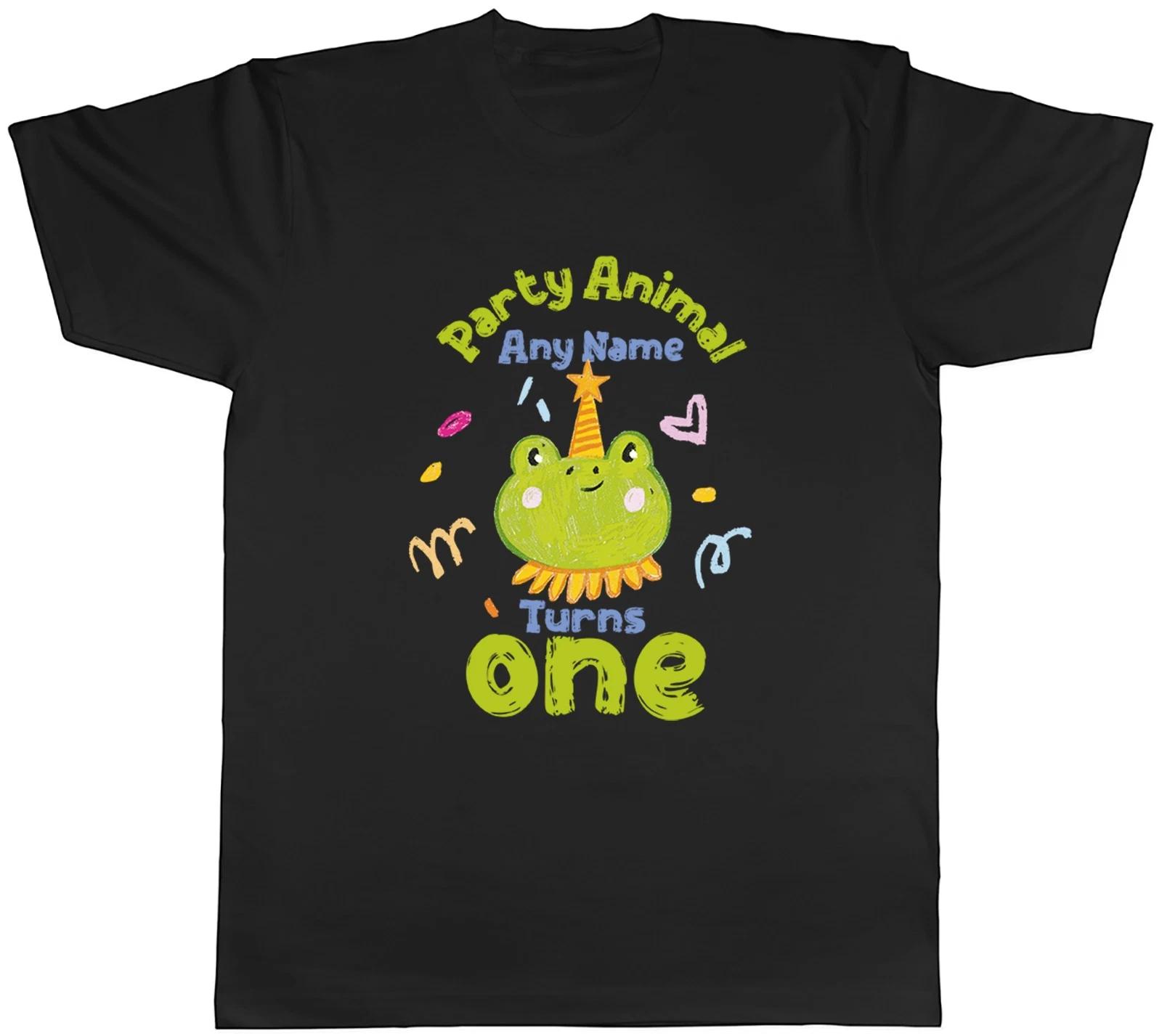 Personalised Party Animal Frog Turns Any Name Age Mens T-Shirt Tee Gift Top XL