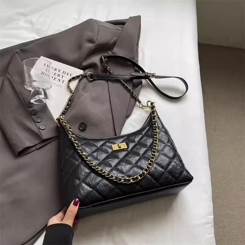 Underarm pleated bag women's new trend fashion pleated diamond shoulder bag high sense