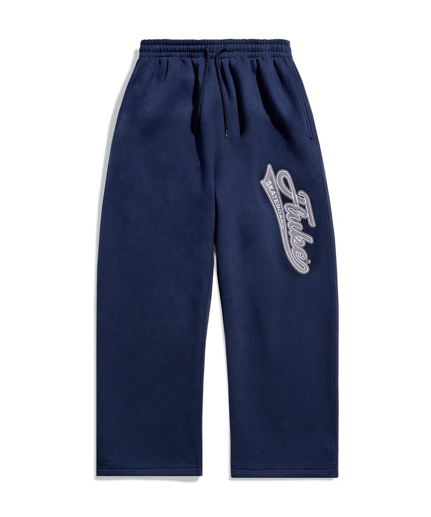 FLUKE Cursive Embroidered Logo Sweatpants Navy Ftp211