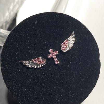Set di 3/4 Paia di Orecchini Vintage Punk Rosa Zircone Ala Croce Stella Piercing all'Orecchio Gioielli Accessori Piercing alla Cartilagine dell'Orecchio