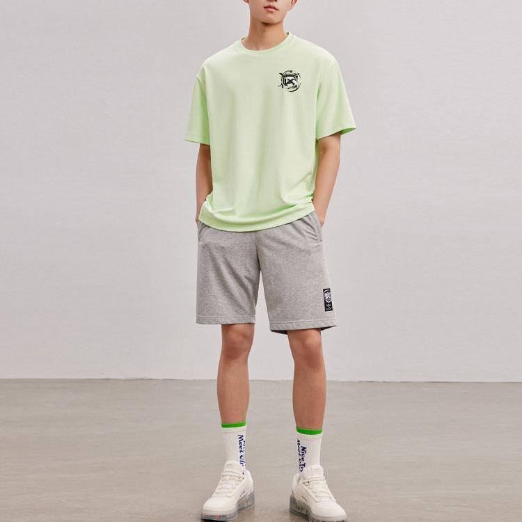 Anta Basketball Series Abstract Print Round Neck Casual Sports Short Sleeve T-Shirt Men Tops Teal-Green 152231131-3