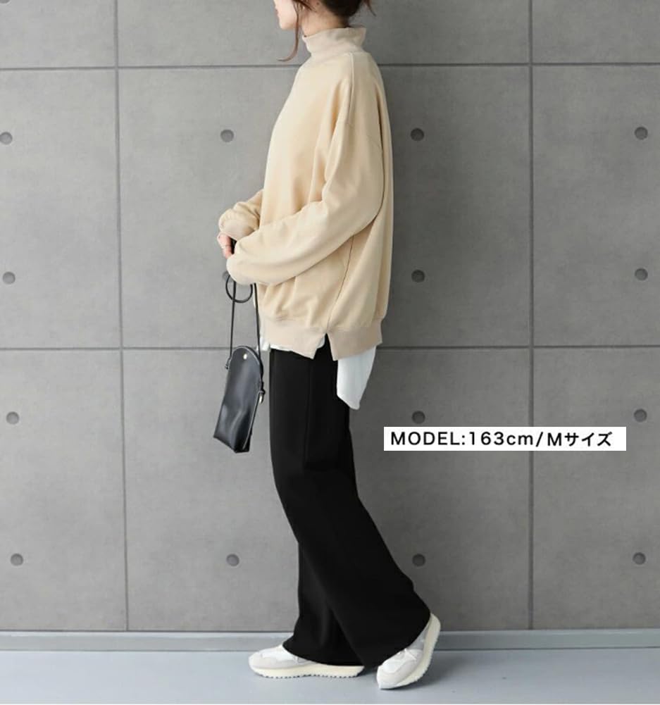 TASOGARA High Loose Stylish Solid Layered Women's Fleece-Lined Hoodie, Neck, Fit, Sweatshirt, Color, Look, Warm, Casual, Figure-Flattering,