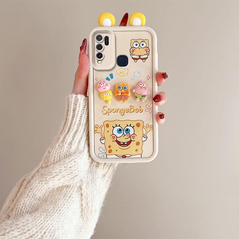 KEYSION Cute Ear 3D Cartoon Case for VIVO Y50 Y30 with Bracelet Soft Silicone Shockproof Phone Back Cover for VIVO Y30 Y50