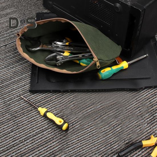 Geantă de depozitare a sculelor Pânză ceară udă rezistentă, portabilă, multifuncțională, cu fund plat, instrumente, gadgeturi, pungă organizatoare, consumabile pentru exterior