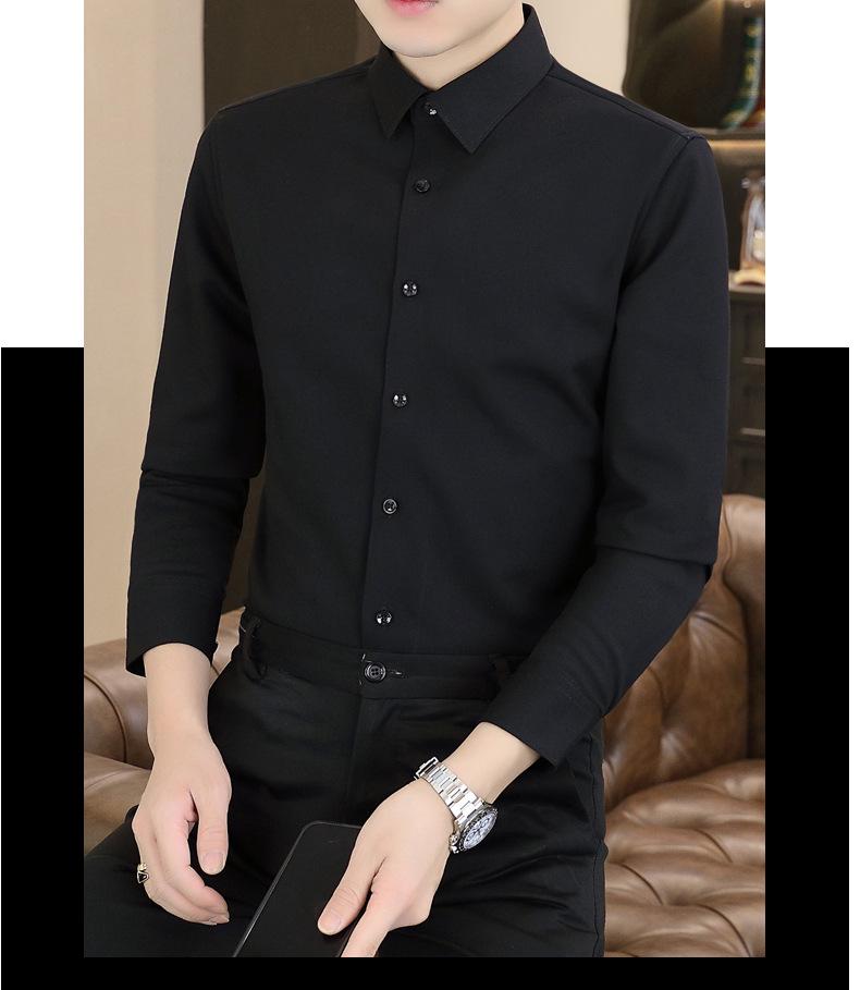 Men's Long Sleeve Thermal Fleece Shirt – Woodpecker Winter Business Casual, Stretch Solid Color, Thick and Lined.