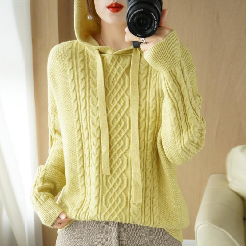 Women Knitted Hoodie Sweater MODERN NEW SAGA Winter Thick Knitted Pullover Sweatshirt Autumn Cashmere Wool Sweaters Female Jumper