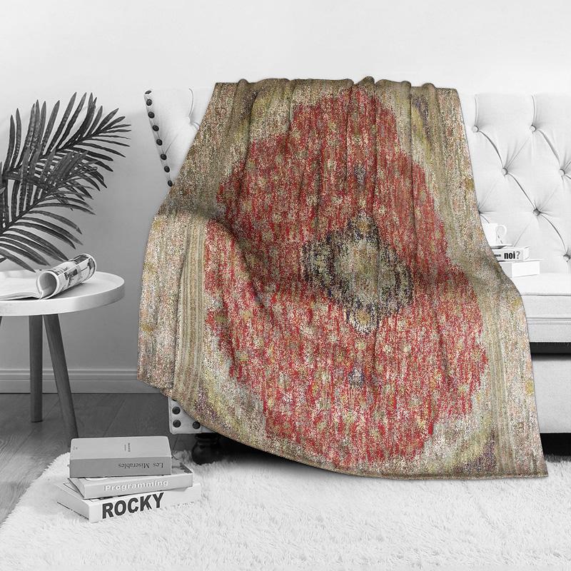 Luxurious Persian Style Embroidered Throw Blanket Vintage Decorative Bed Cover Silk Tapestry Home Decor Wall Hanging