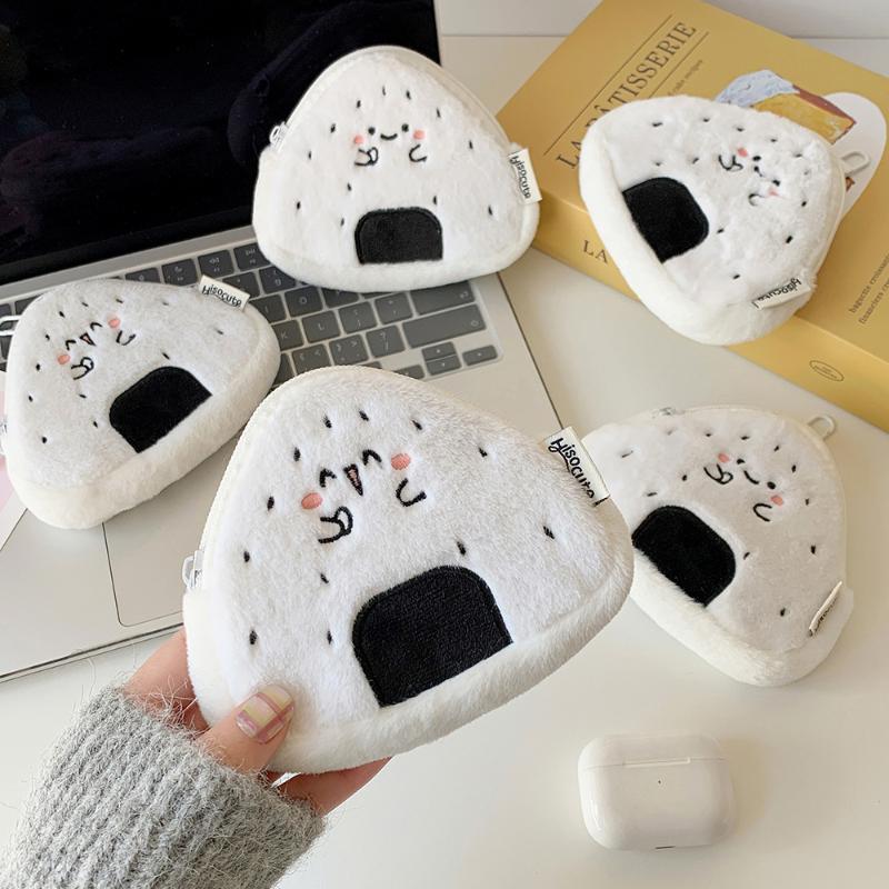 Cute Cartoon Plush Rice And Vegetable Roll Wallet Creative Storage Bag Pendant Backpack Decoration Pendant Accessories Gift