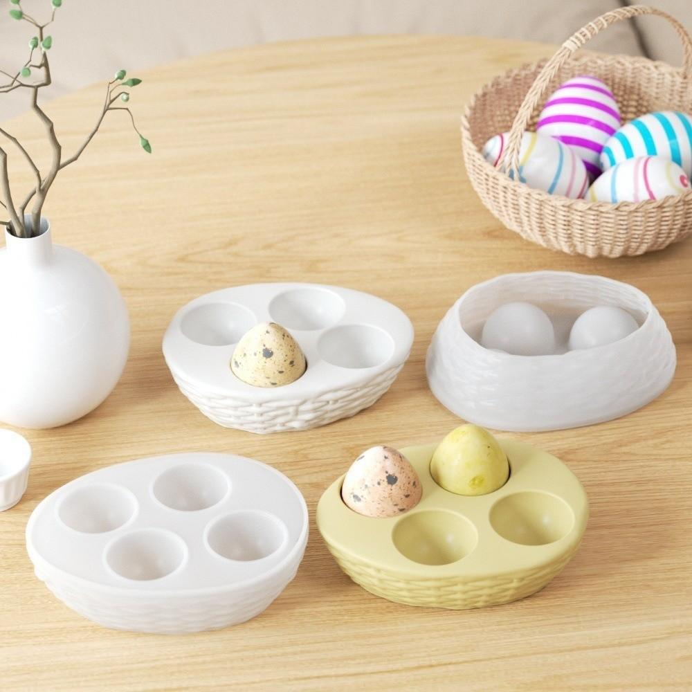 Four-Compartment Woven Egg Tray Mold Heat Resistant Handmade Easter Silicone Mold Non-Stick Lightweight Resin Casting Molds