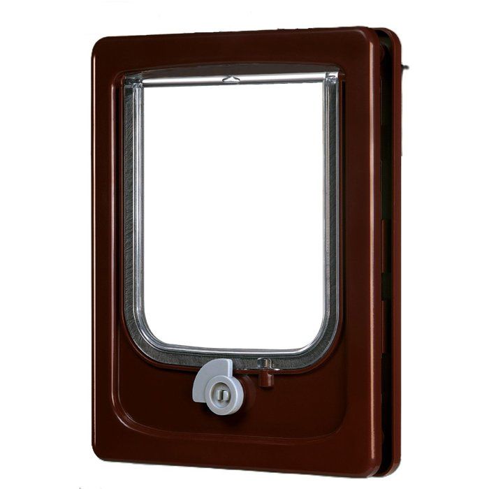 Chatiere 4 positions - ZOLUX - L20 x H25 cm - Pour porte bois, PVC, métal - Catwalk - Marron